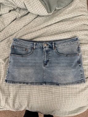 Fashion Nova Light Wash OG Denim Micro Mini Skirt